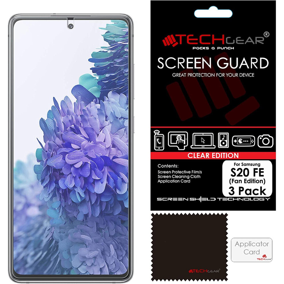 [3 Pack] TECHGEAR Screen Protectors Compatible with Samsung Galaxy S20 FE (S20 Fan Edition), CLEAR LCD Screen Protectors Cover Guards