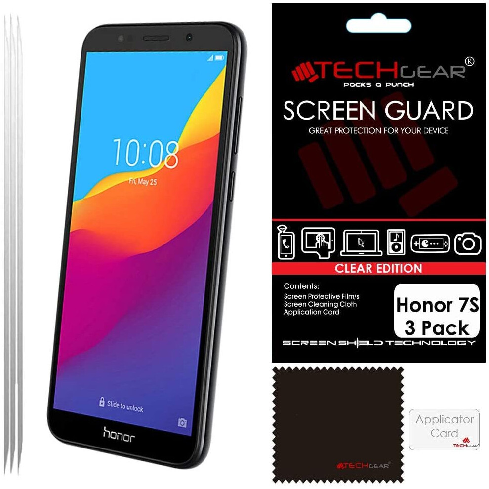 [3 Pack] TECHGEAR Screen Protectors for Honor 7S - Clear Lcd Screen Protectors Cover Guards Compatible with Honor 7S