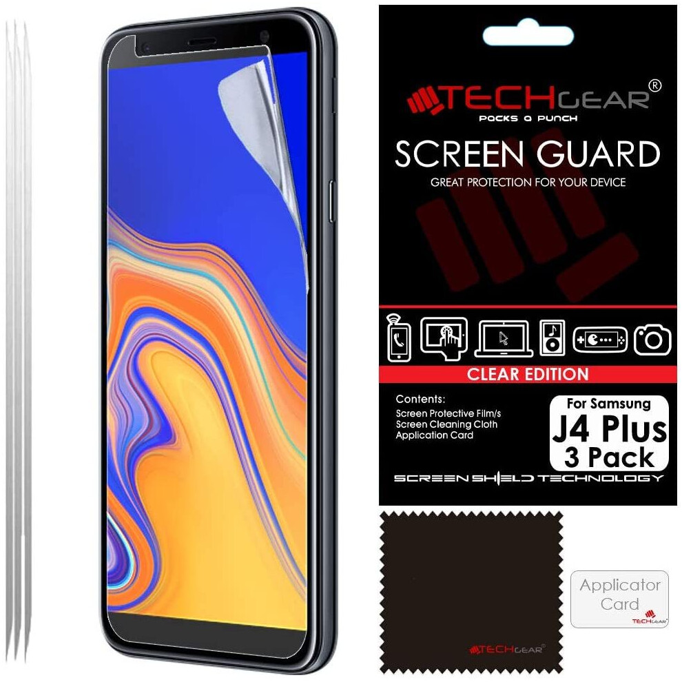 [3 Pack] Screen Protectors for Samsung Galaxy J4 Plus, J4+ 2018 CLEAR LCD Screen Protectors Cover Guards Compatible with Samsung Galaxy J4+