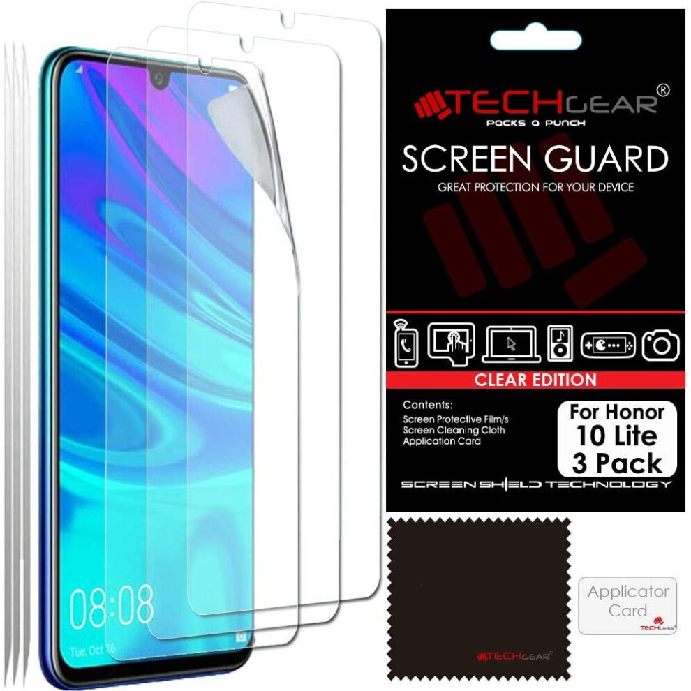 [3 Pack] Screen Protectors for Honor 10 Lite, CLEAR LCD Screen Protectors Cover Guards Compatible with Honor 10 Lite