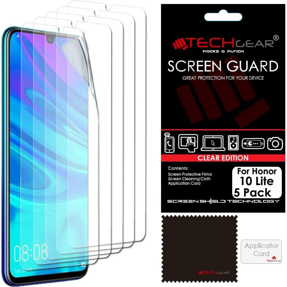 [5 Pack] Screen Protectors for Honor 10 Lite, CLEAR LCD Screen Protectors Cover Guards Compatible with Honor 10 Lite