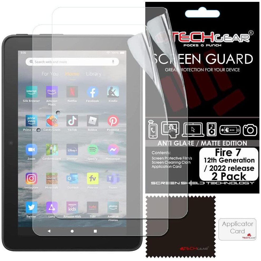 TECHGEAR [2 Pack] Anti Glare Screen Protectors for All-New Amazon Fire 7" & Fire Kids Edition 7" (12th Generation / 2022)