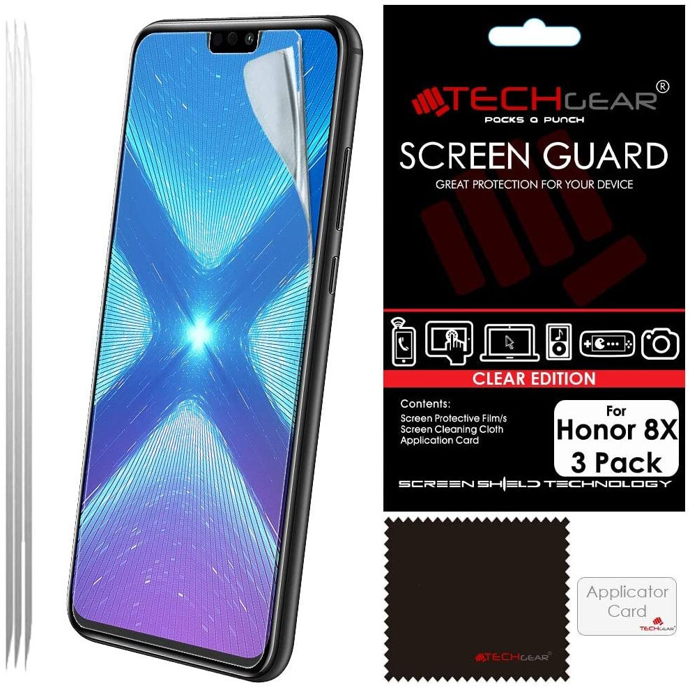 [3 Pack] Screen Protectors for Honor 8X, CLEAR LCD Screen Protectors Cover Guards Compatible with Honor 8X