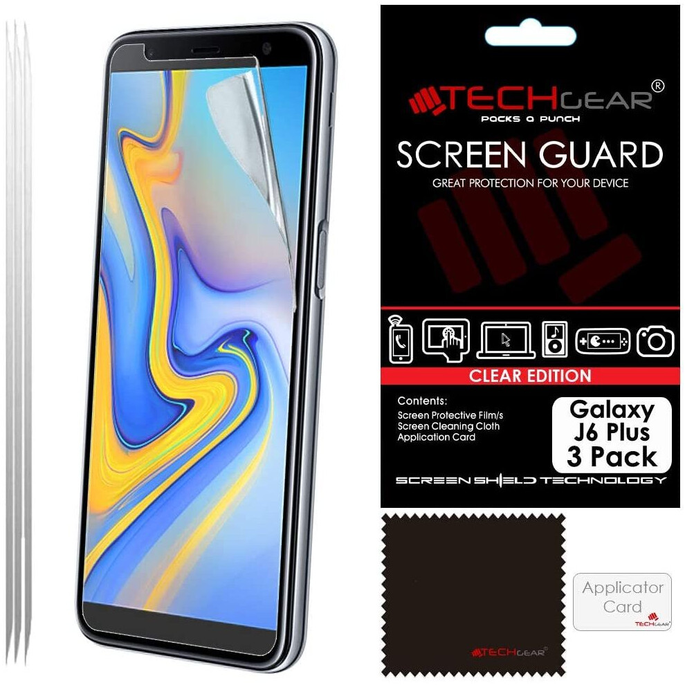 [3 Pack] Screen Protectors for Samsung Galaxy J6 Plus, J6+ 2018 Clear Lcd Screen Protectors Cover Guards Compatible with Samsung Galaxy J6+