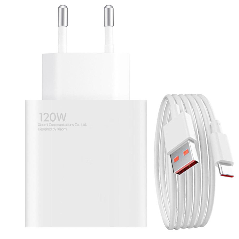 USB Wall Charger 120W Fast Charge with USB-C Cable 1m Xiaomi White