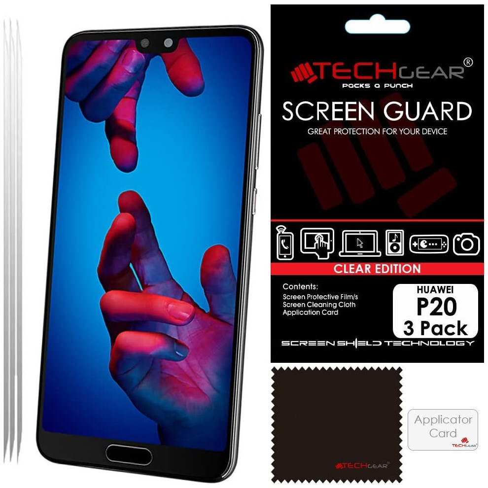 [3 Pack] TECHGEAR Screen Protectors for Huawei P20 - Clear Lcd Screen Protector Compatible with Huawei P20