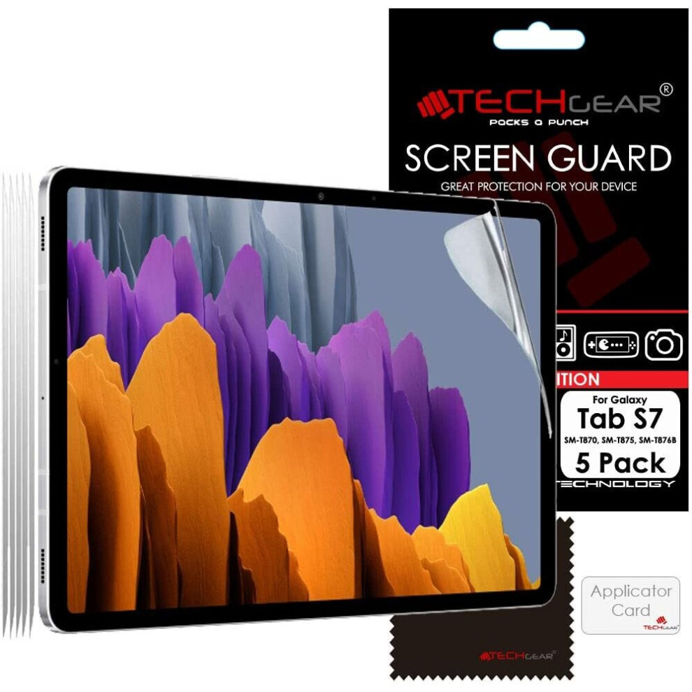 TECHGEAR 5 Pack Galaxy Tab S7 11.0" Screen Protectors (SM-T870 / SM-T875), Ultra CLEAR Screen Protector  Designed for Samsung Galaxy Tab S7 11.0"