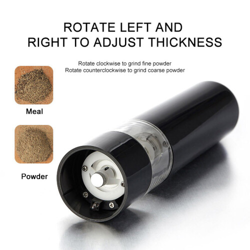 2X Electric Black Salt Pepper Grinder Mill Adjustable Coarseness Light 2