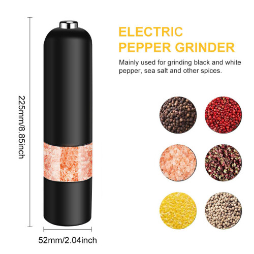 2X Electric Black Salt Pepper Grinder Mill Adjustable Coarseness Light 1