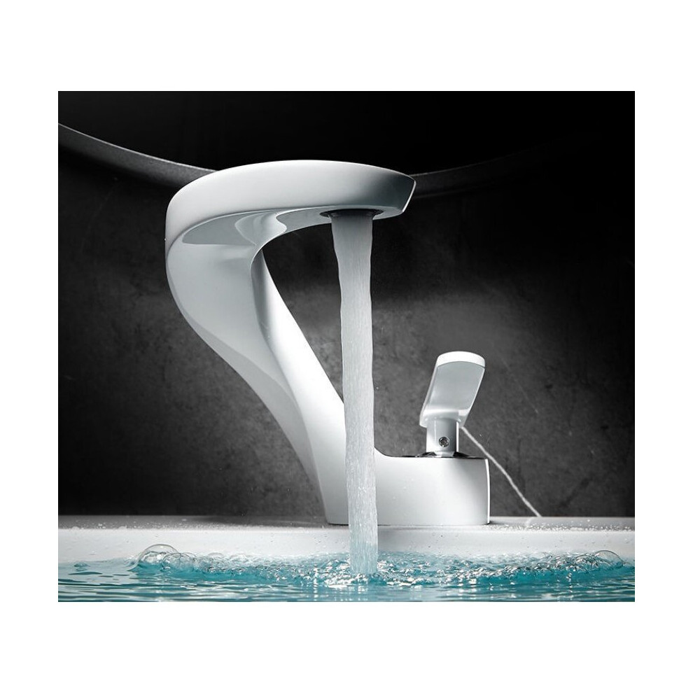 (White) Basin Taps Bathroom Mixer Sink Tap Chrome Single Lever Hot And Cold Mixer Chrome Monobloc Taps 8804717474282