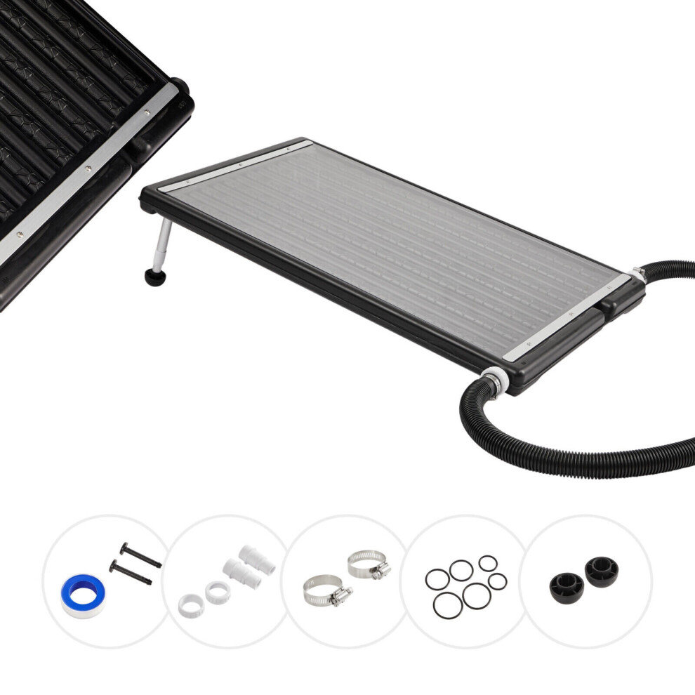 AREBOS solar collector pool heater, 110x65x7,5cm solar heater for pool, flow rate up to 10.000L/h, hose connection Ø32/38 mm, incl. mounting material