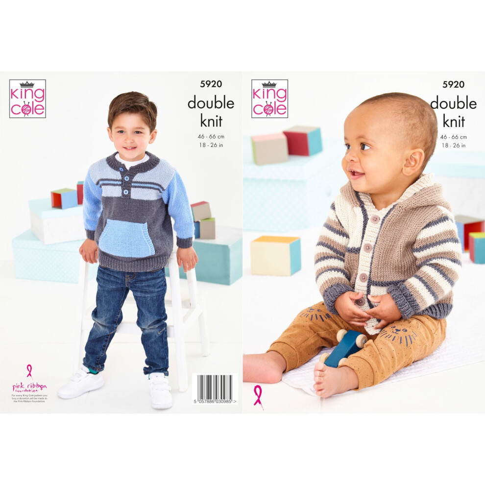 King Cole 5920 DK Knitting Pattern Baby Childrens Sweater & Jacket