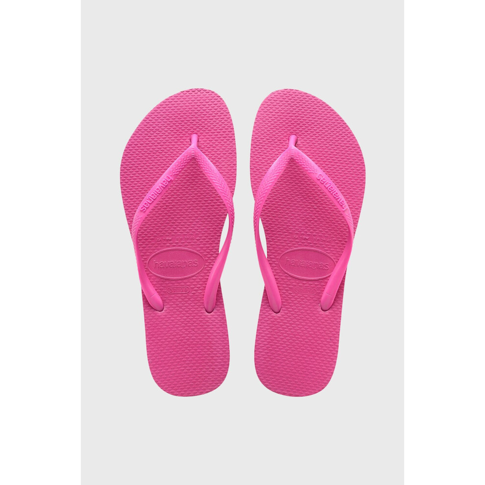(KIDS UK 12) Products HAVAIANAS kids classic slim strap vibrant pink kids flip flops