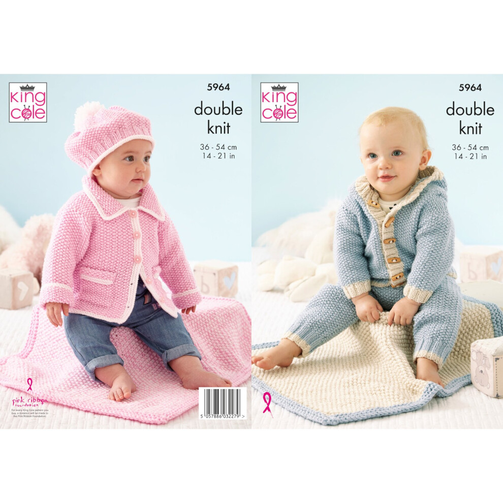 King Cole 5964 DK Knitting Pattern Baby Jackets Leggings Blanket & Hat