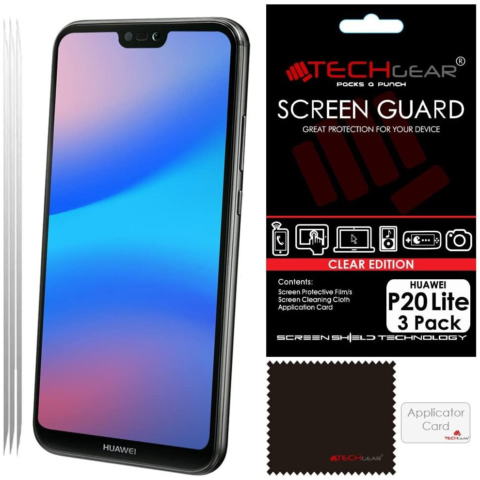 [3 Pack] TECHGEAR Screen Protectors for Huawei P20 Lite - Clear Lcd Screen Protector Compatible with Huawei P20 Lite