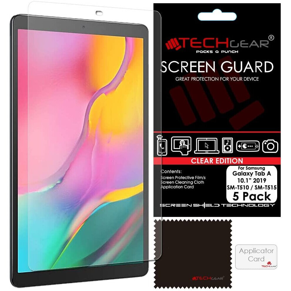 TECHGEAR [Pack of 5] Screen Protector for Samsung Galaxy Tab A 10.1" 2019 (SM-T510 / SM-T515), Ultra CLEAR Screen Protector