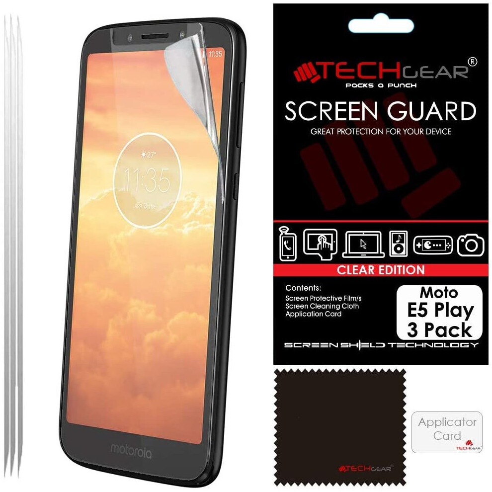 [3 Pack] TECHGEAR Moto E5 Play Screen Protectors, Clear Lcd Screen Protectors Cover Guards Compatible with Motorola Moto E5 Play