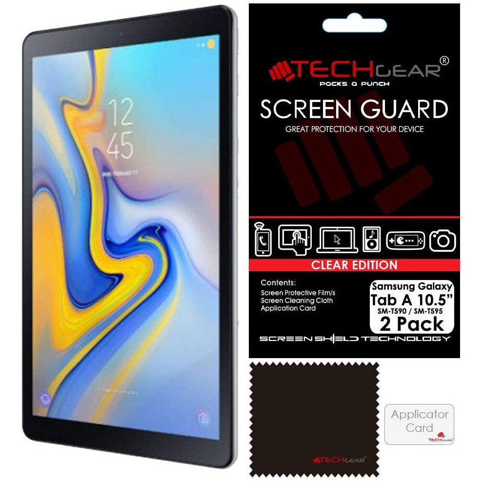 [Pack of 2] TECHGEAR Screen Protectors for Samsung Galaxy Tab A 10.5 Inch (SM-T590 / SM-T595) - Clear Screen Protector s for Galaxy Tab A 10.5 2018