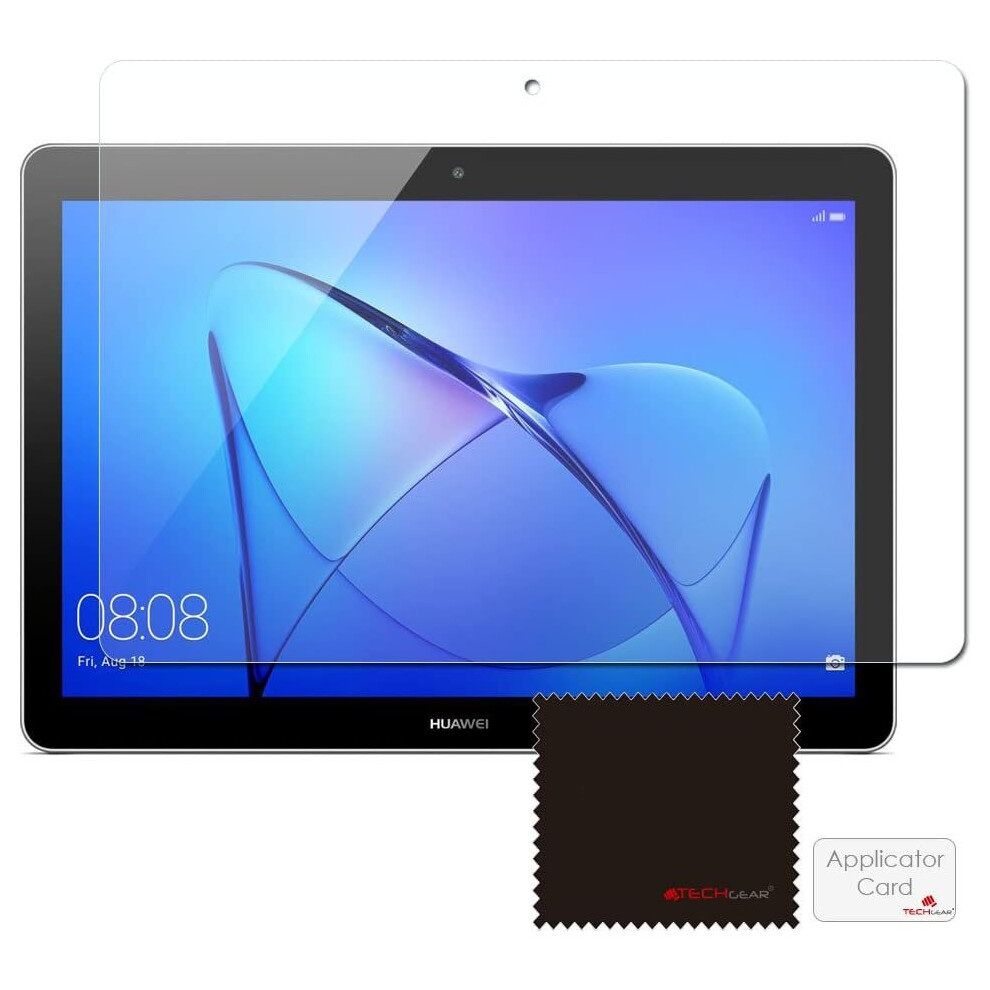 [Pack of 2] TECHGEAR Screen Protectors for Huawei MediaPad T3 10 (9.6" Screen) - Clear Screen Protector with Screen Cleaning Cloth & Application Card