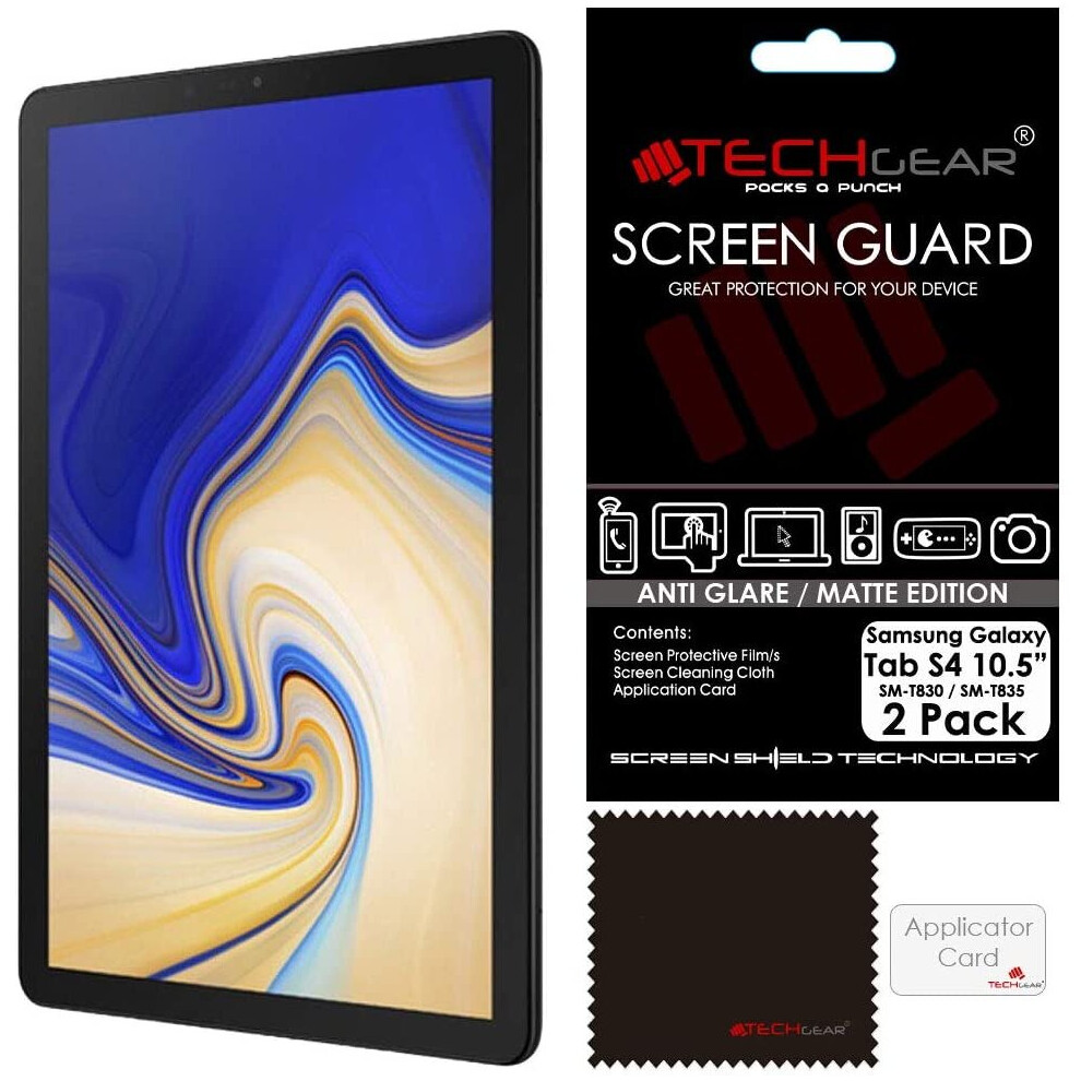 [Pack of 2] TECHGEAR Anti Glare Screen Protectors for Samsung Galaxy Tab S4 10.5 Inch (SM-T830 / SM-T835) - Matte Lcd Screen Protector