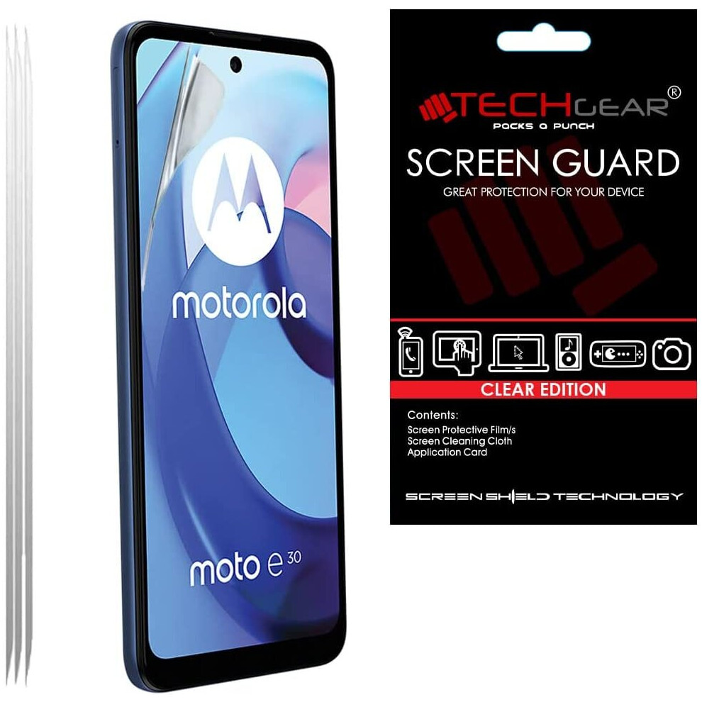 [3 Pack] TECHGEAR Screen Protectors Compatible for Motorola Moto E32, CLEAR LCD Screen Protectors Cover Guards