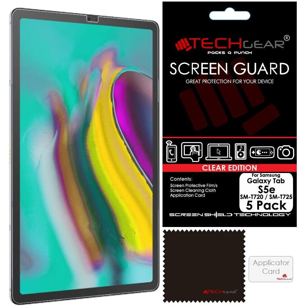 Techgear [Pack Of 5] Screen Protector Compatible With Samsung Galaxy Tab S5e 10.5" (Sm-T720 / Sm-T725), Ultra Clear Screen Protector