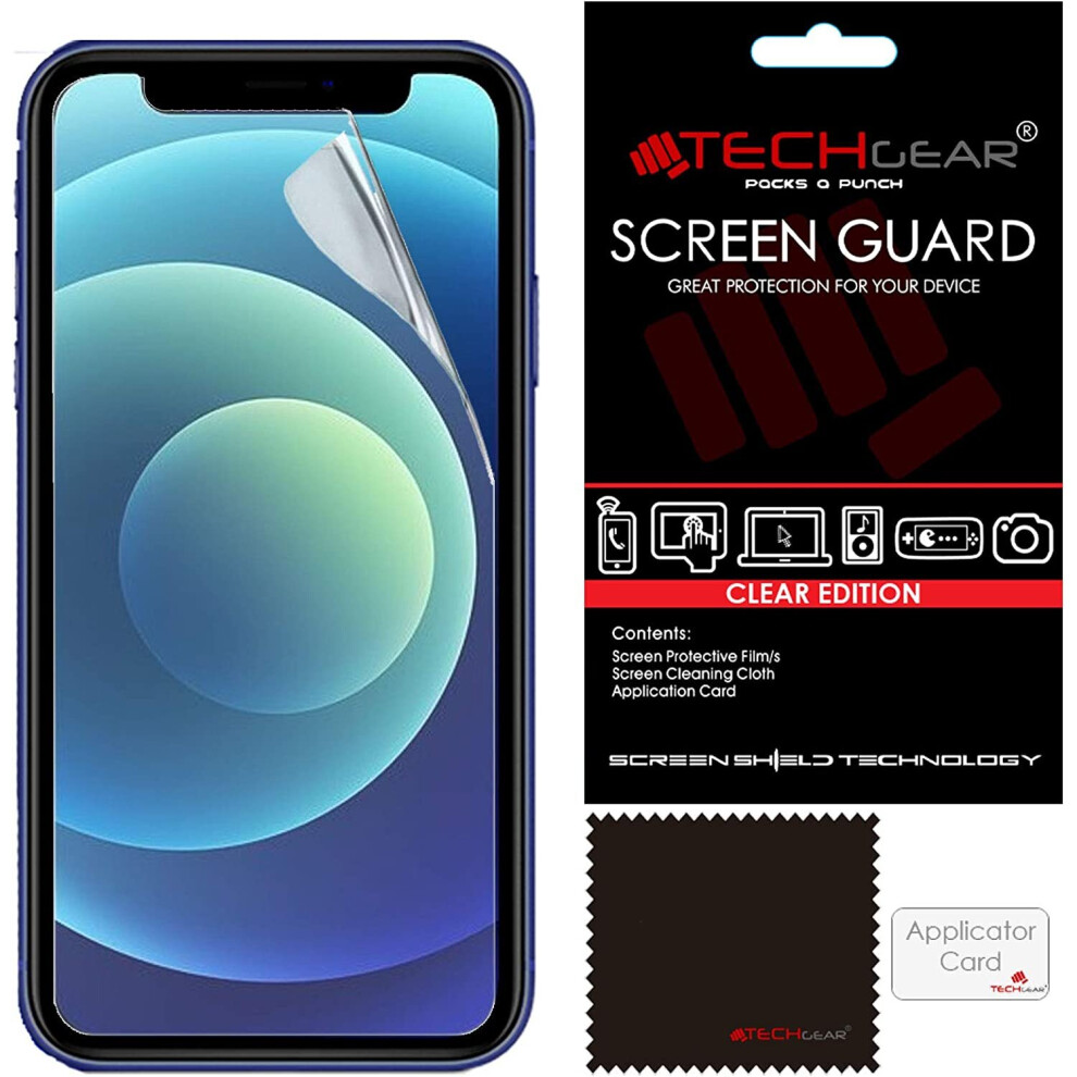 TECHGEAR [Pack of 3] Screen Protectors for iPhone 12, iPhone 12 Pro - CLEAR LCD Screen Protector with Cleaning Cloth & Application Card