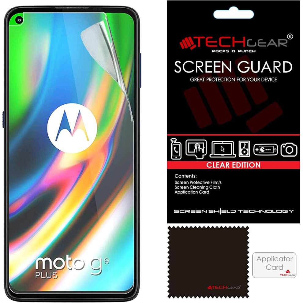 [3 Pack] TECHGEAR Screen Protectors Compatible for Motorola Moto G9 Plus, CLEAR LCD Screen Protectors Cover Guards