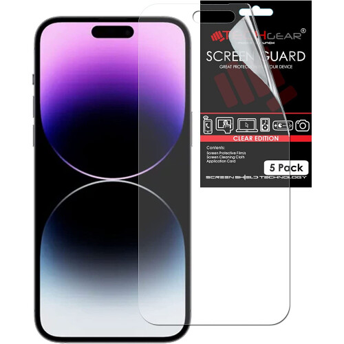 Techgear TECHGEAR [5 Pack] Screen Protectors for iPhone 14 Pro - Screen Protector with Cleaning Cloth & Application Card Compatible with iPhone 14 Pro 6.1"