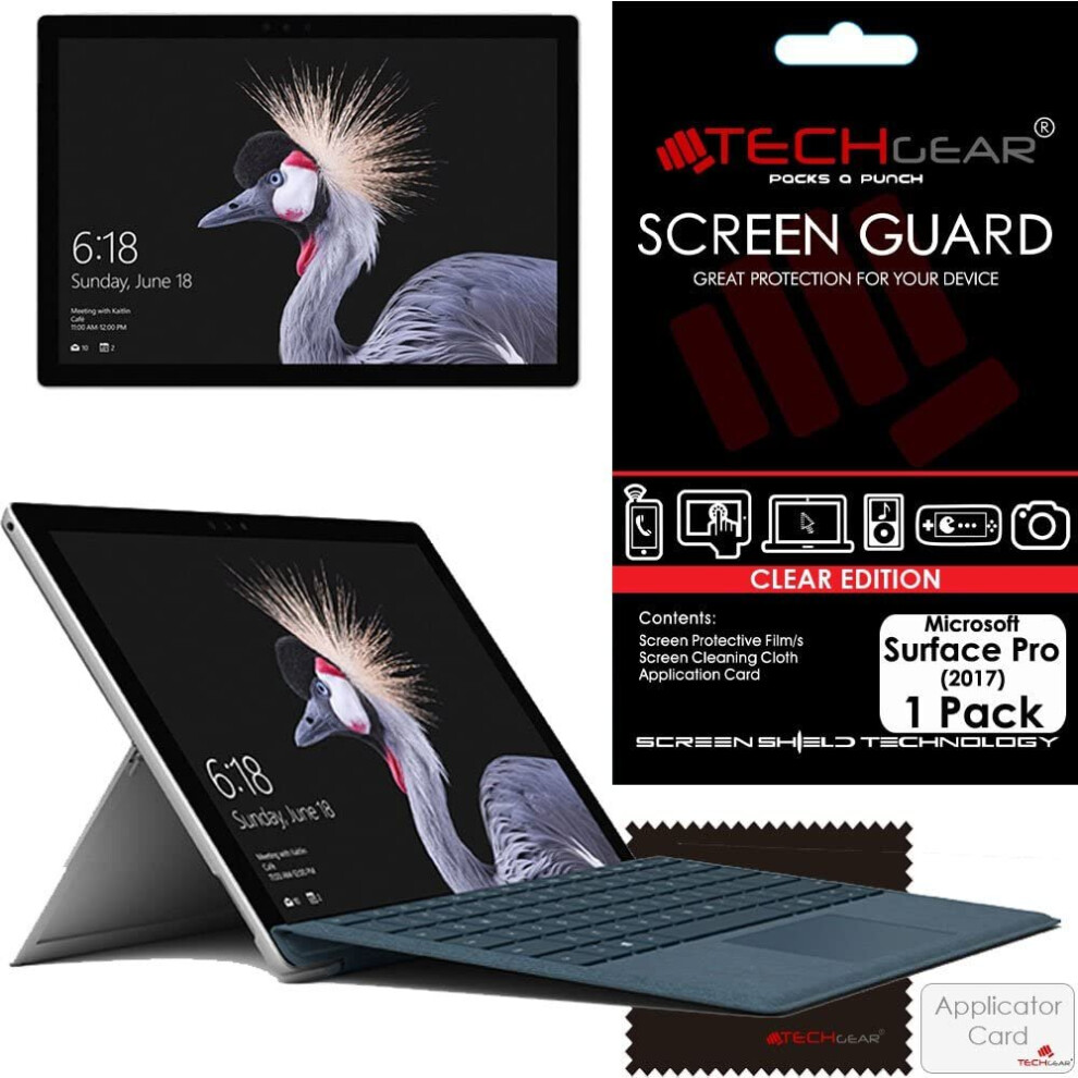 TECHGEAR Screen Protector for Microsoft Surface Pro (2017) - Ultra Clear Screen Protector  With Screen Cleaning Cloth & Application Card