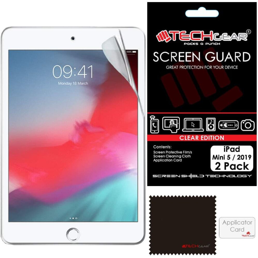 [2 Pack] TECHGEAR Screen Protectors for iPad Mini 5 (2019), CLEAR Screen Protector Compatible with New 2019 Apple iPad Mini 5