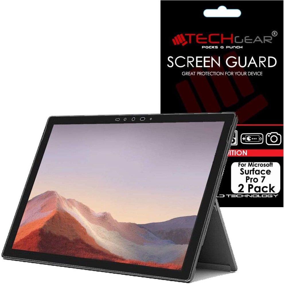 TECHGEAR [Pack of 2] Screen Protectors for Microsoft Surface Pro 7 (12.3" screen) - Clear Screen Protector  + Screen Cleaning Cloth & Applicator Card