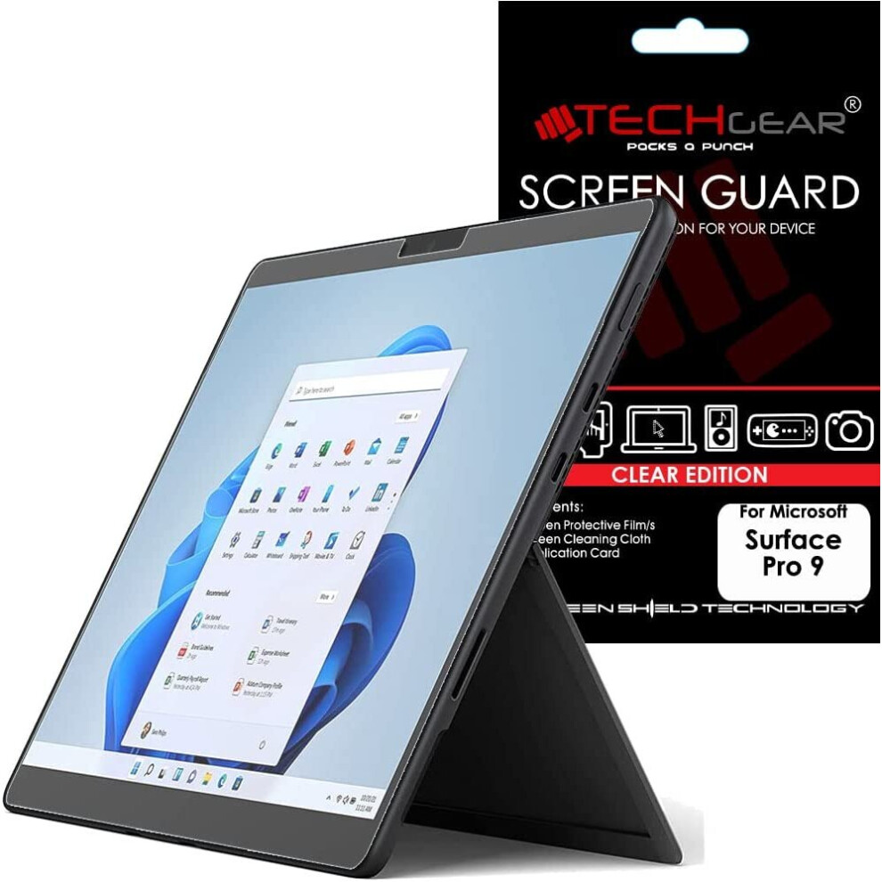 TECHGEAR Screen Protector for Microsoft Surface Pro 9 (13 Inch screen) -  Clear Screen Protector  With Screen Cleaning Cloth & Application Card