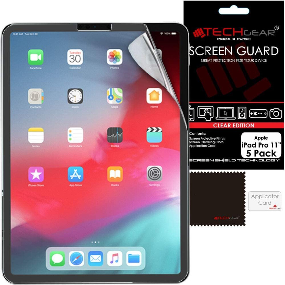 [5 Pack] TECHGEAR Screen Protectors for iPad Pro 11", Clear Screen Protector Compatible with Apple iPad Pro 11 (4th, 3rd, 2nd, 1st Generation)