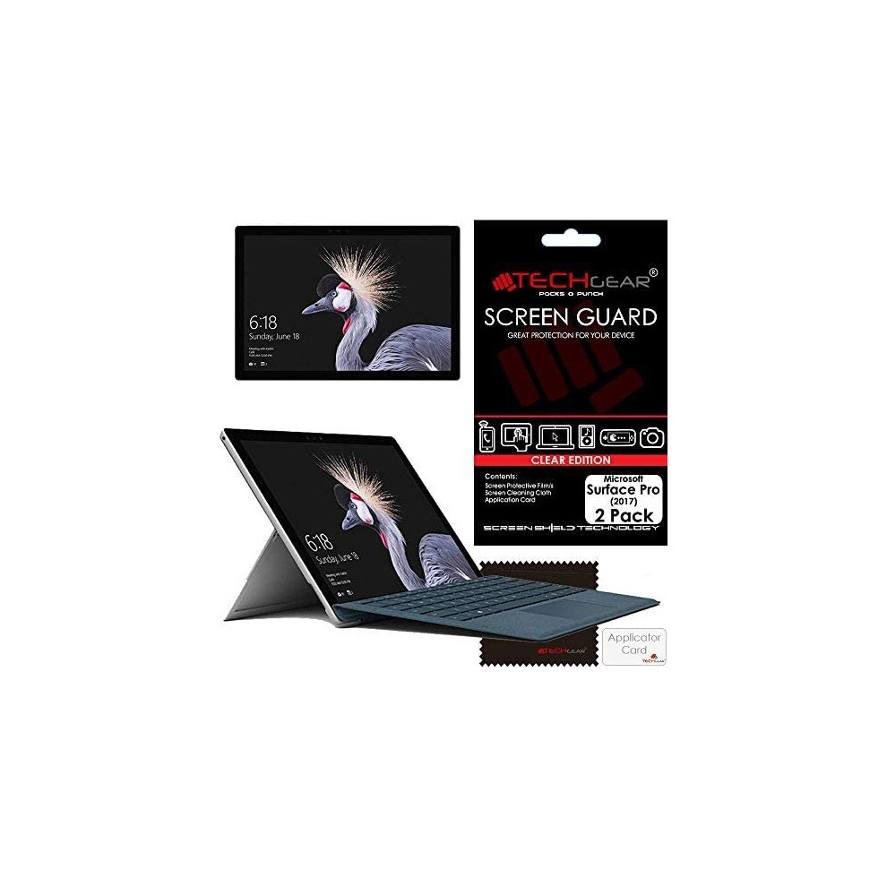 Techgear [Pack Of 2] Screen Protectors For Microsoft Surface Pro (2017) - Ultra Clear Screen Protector With Screen Cleaning Cloth & Application Card