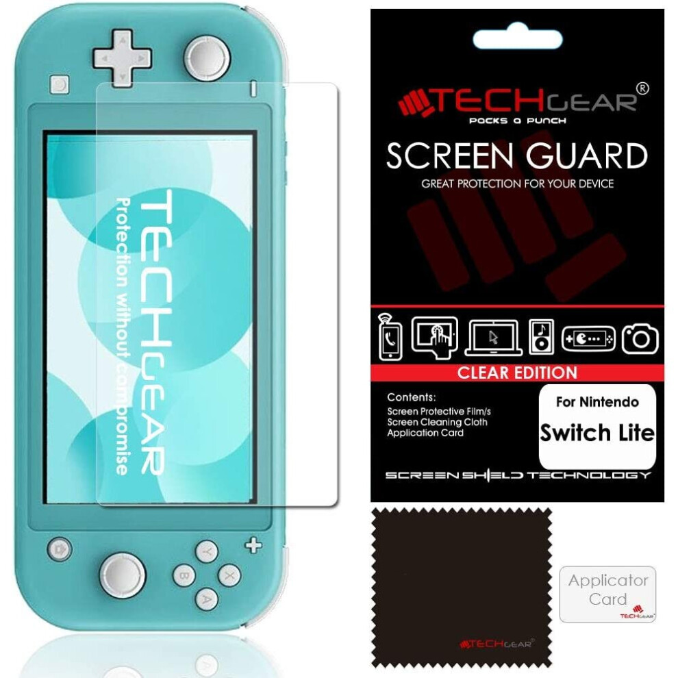 Switch Lite Screen Protector, TECHGEAR CLEAR LCD Screen Protector  with Cleaning Cloth & Applicator Card Compatible for Nintendo Switch Lite