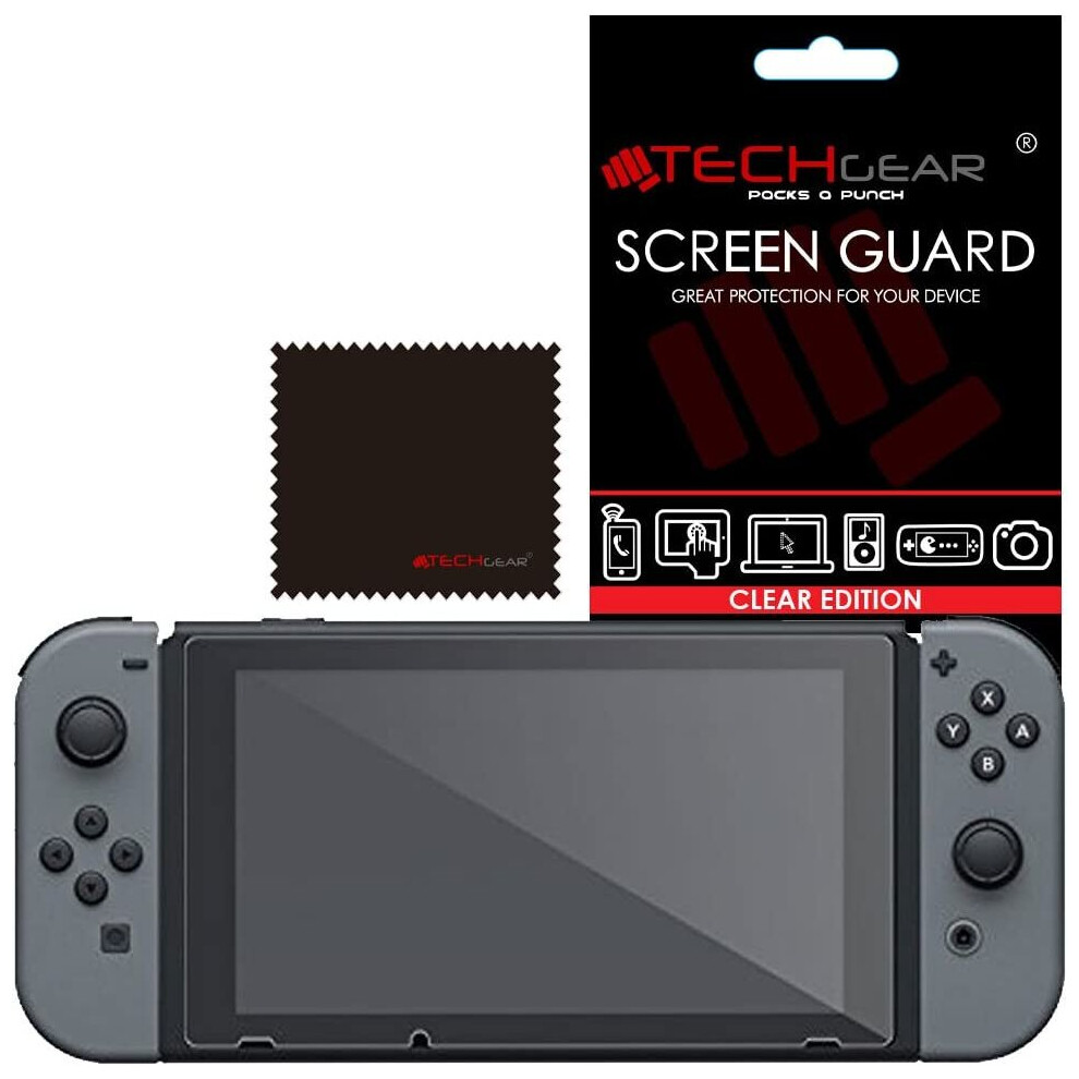 TECHGEAR Screen Protector for Nintendo Switch, Clear LCD Screen Protector with Cleaning Cloth & Applicator Card