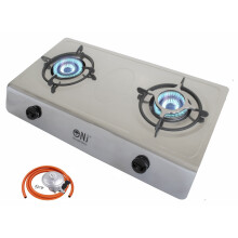 (Butane Clip-on 21mm) NJ-200SD Gas Stove 2 Burner Stainless Steel Indoor Cooktop