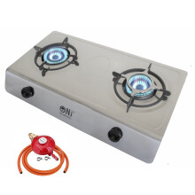 (Propane Screw-on) NJ-200SD Gas Stove 2 Burner Stainless Steel Indoor Cooktop