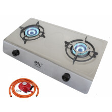 (Propane Clip-on 27mm) NJ-200SD Gas Stove 2 Burner Stainless Steel Indoor Cooktop