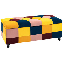 HOMCOM 114 x 47 x 47cm Velvet Storage Ottoman, Button-tufted Footstool