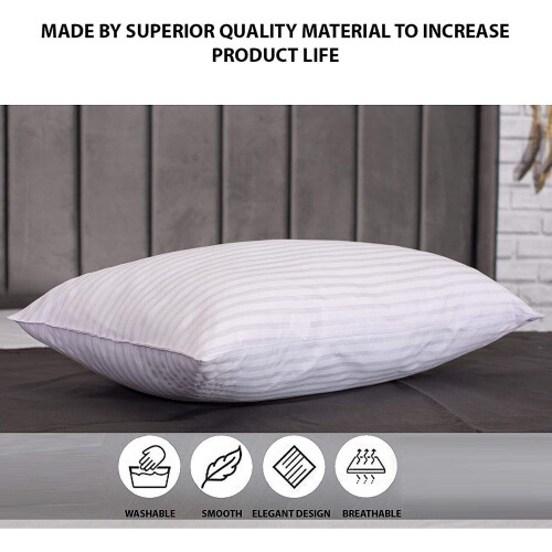 True Face Pillows 2 Pack Egyptian Stripe Luxury Neck Pillow Soft & Comfortable 2