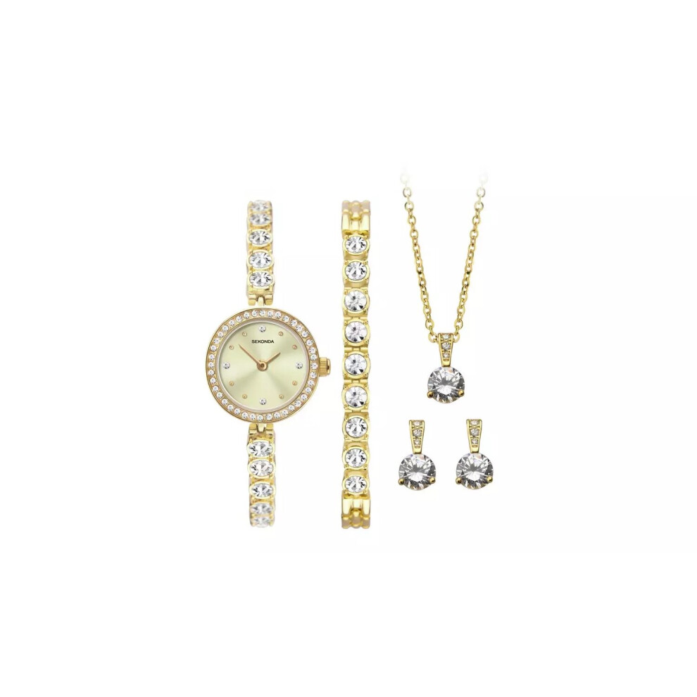 Sekonda Gold Watch, Bracelet, Necklace and Earrings Gift Set