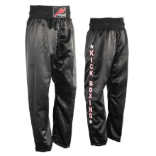 (5/180 cm) PLAYWELL BLACK SATIN KICKBOXING TROUSER - ONE SIDE