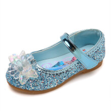 (Blue, UK 7.5Kids) Girls Kids Wedding Birthday Princess Party Gift Dance Dress Flats Shoes Size
