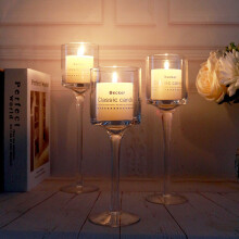 3PCS Set Crystal Candle Holder Glass Candles Candleholder Wedding Ideas Romantic Home Bar Party Decoration Ornaments Candlestick
