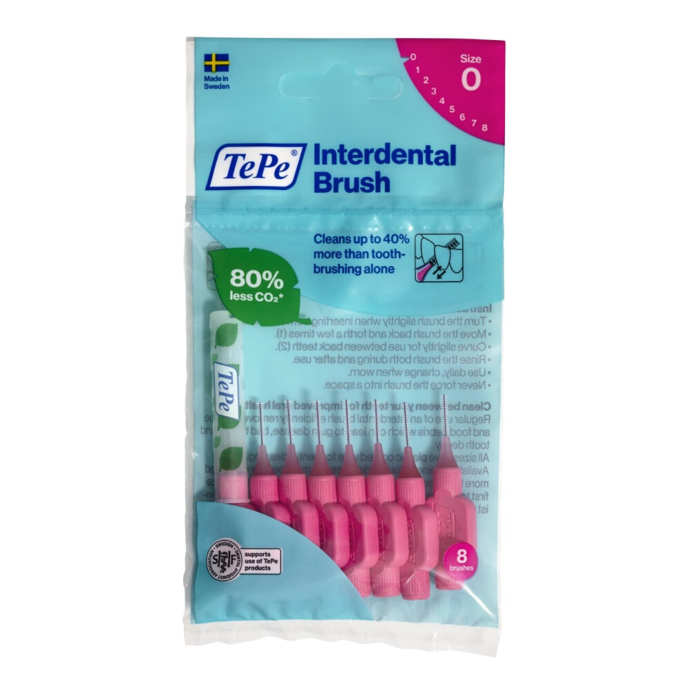 TePe Interdental Brush- Pink (8 Pieces/Packet) X 2 Pack