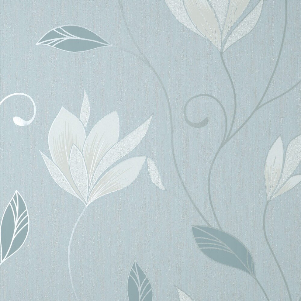 Crown Synergy Floral Blue Grey Wallpaper M1740