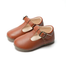 (Brown, 11 Kids) Girls Leather Dress Shoes Toddlers Wedding Party School Shoes Flat Comfort Size
