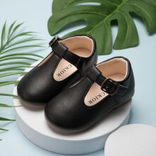 (Black, 7.5 Infant) Girls Leather Dress Shoes Toddlers Wedding Party School Shoes Flat Comfort Size